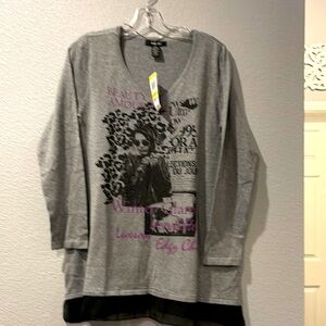 Style & Co. Gray Graphic Top